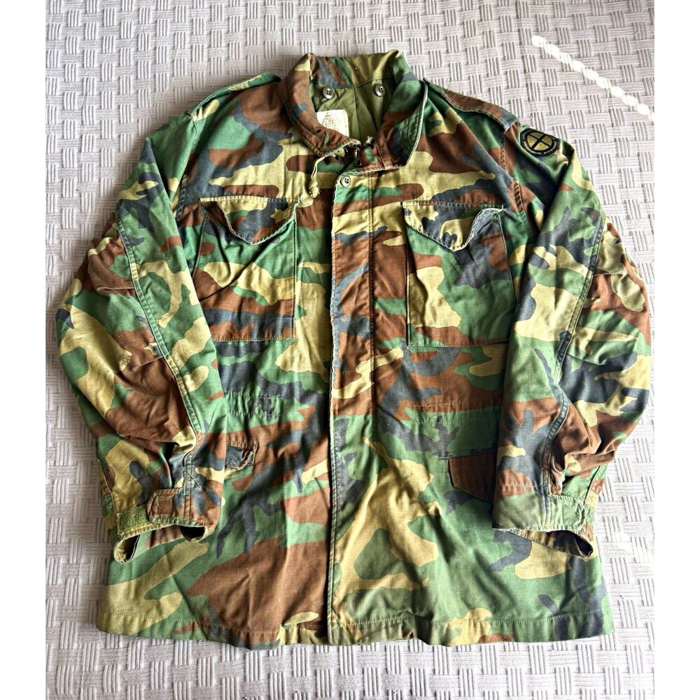 VTG 1983 US Army M65 Field Jacket Medium Regular Woodland Camo 35th Infantry